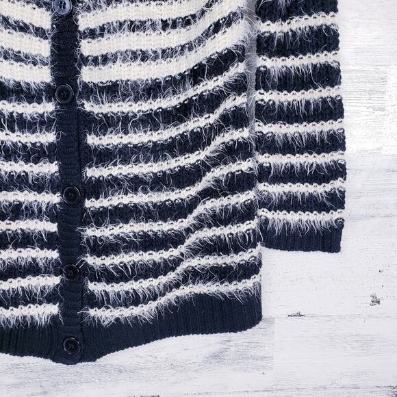 Daytrip Striped Fuzzy Button Front Cardigan - Picture 3 of 8